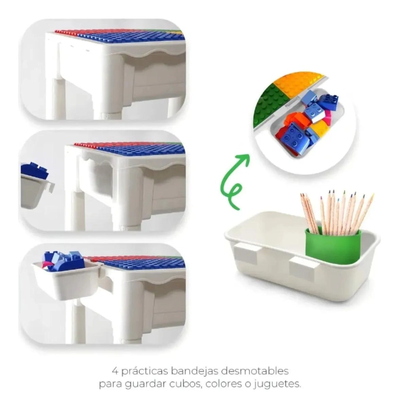 MESA Y SILLA INFANTIL CON BLOQUES DE CONSTRUCCION JUEGO NIÑO - 4
