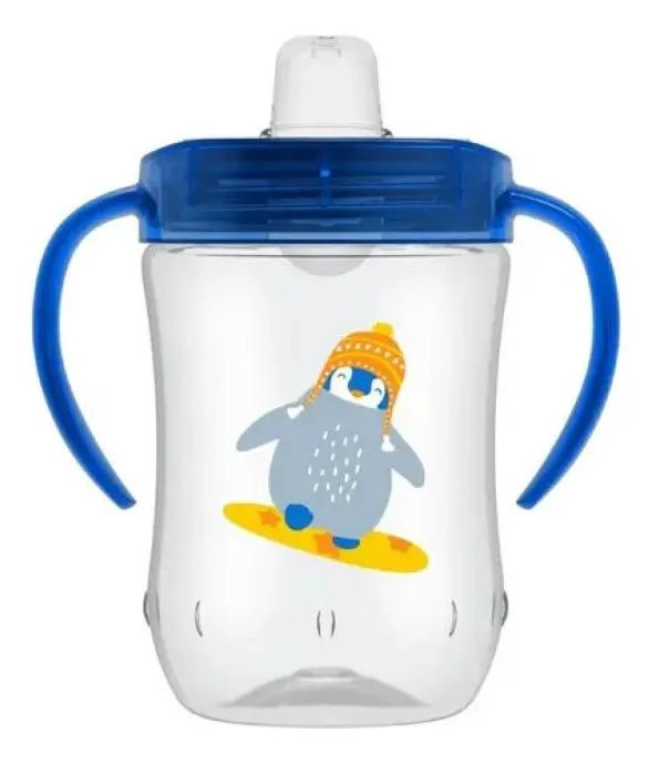 VASO ANTIDERRAME DR. BROWN'S CON ASAS SILICONA SUAVE 270ML - AZUL - 1