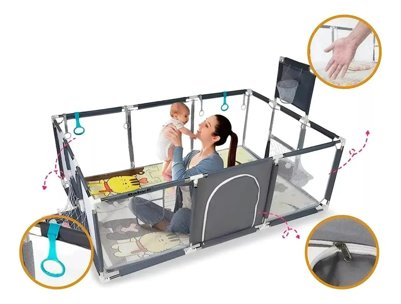 CORRAL SEGURIDAD BEBES CON ARO Y PORTERIA 180CM + PELOTAS - 3