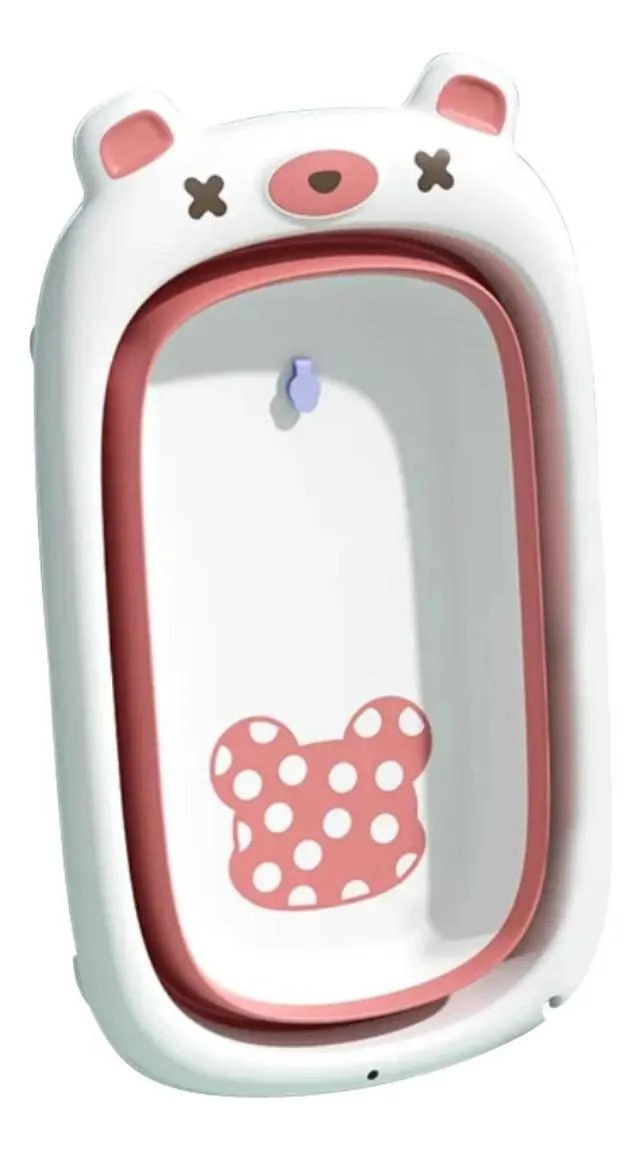 BAÑERA PLEGABLE ROSADA + TERMOMETRO + ACCESORIOS BEBE  BAÑO - 3