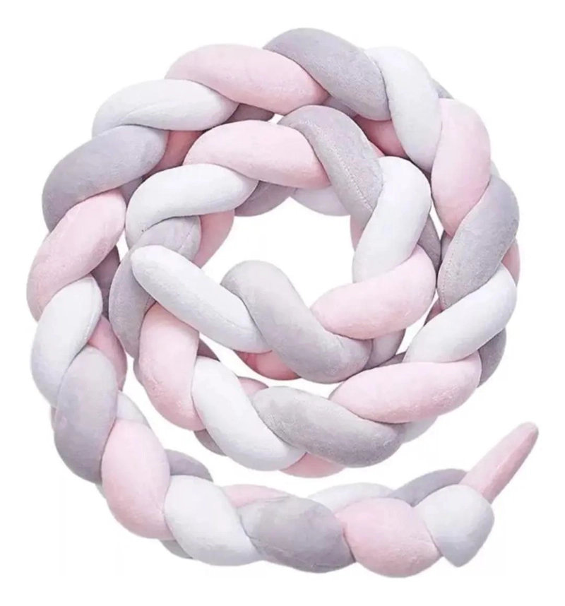 TRENZA COJIN ROSADA SEGURIDAD PARA CUNA BEBES  PROTECCION - 5