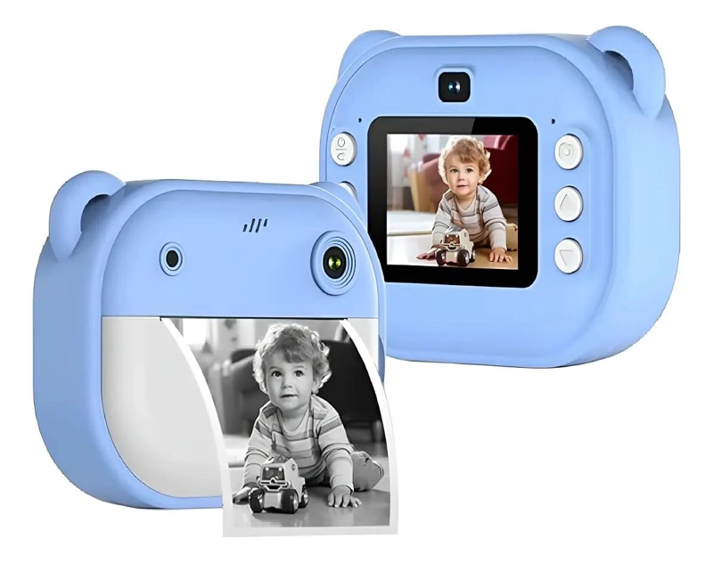 CAMARA DIGITAL CELESTE INSTANTANEA MINI IMPRESORA PARA NIÑOS - 1