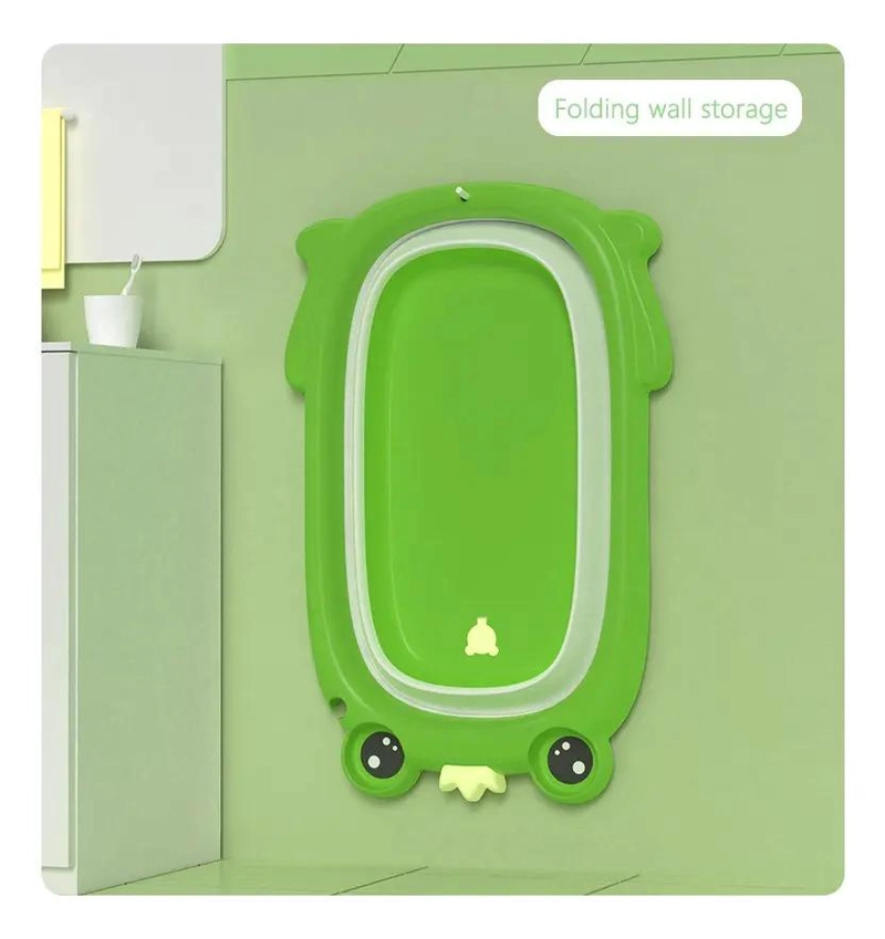 BAÑERA PLEGABLE VERDE BAÑO DE BEBE + ACCESORIOS - 2