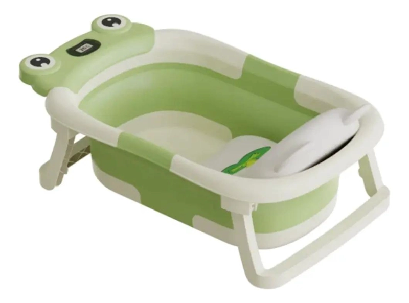 BAÑERA PLEGABLE VERDE BEBE + COJIN + TERMOMETRO, RANITA GAV - 2