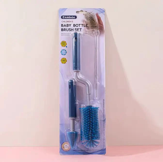 KIT DE CEPILLOS ROSA LIMPIA MAMADERA 3 PIEZAS, SILICONA BEBE - 3