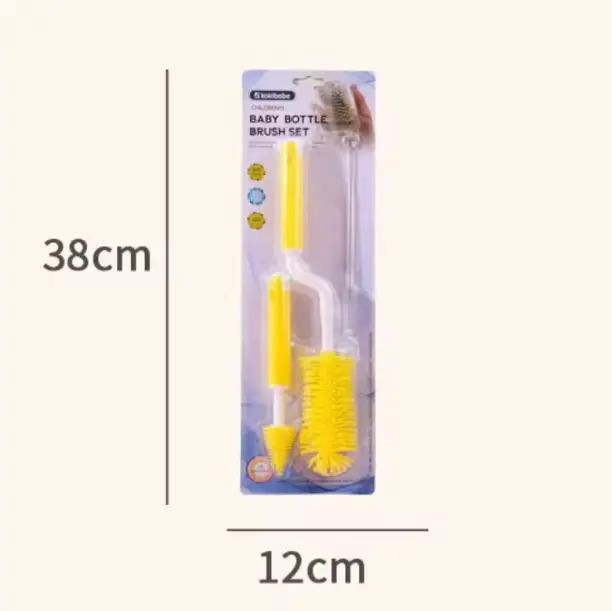KIT DE CEPILLOS AZUL LIMPIA MAMADERA 3 PIEZAS, SILICONA BEBE - 5