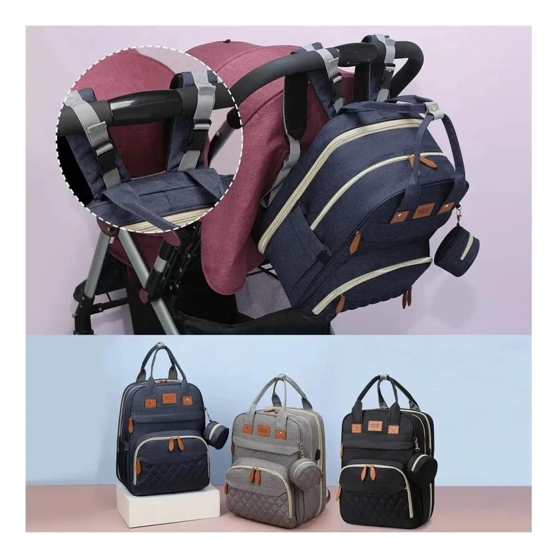 MOCHILA MATERNAL 3 EN 1, CUNA PLEGABLE PORTATIL MUDADOR BEBE - 7