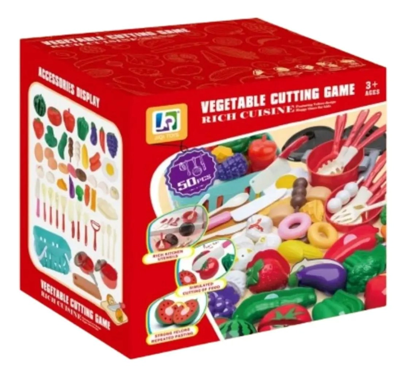JUGUETE CANASTO DE FRUTAS Y VERDURAS CON VELCRO 50PZS - 1