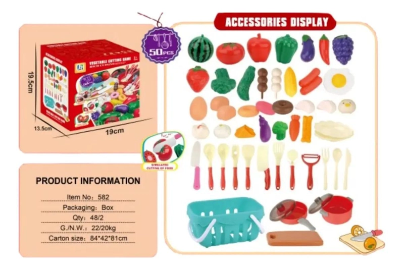 JUGUETE CANASTO DE FRUTAS Y VERDURAS CON VELCRO 50PZS - 2