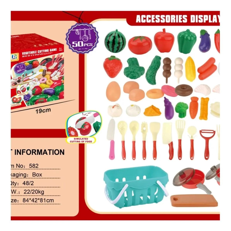 JUGUETE CANASTO DE FRUTAS Y VERDURAS CON VELCRO 50PZS - 4