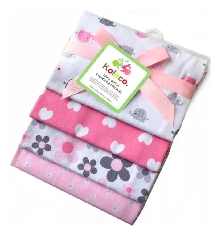 SET 4 MANTAS ROSADA TUTOS BEBE PAÑALES TELA ESTAMPADOS - 1
