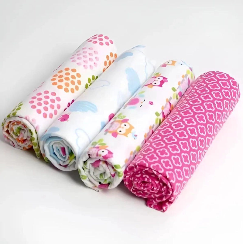 SET 4 MANTAS ROSADA TUTOS BEBE PAÑALES TELA ESTAMPADOS - 4