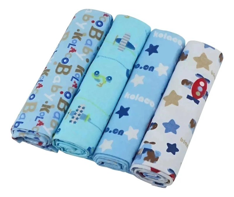SET 4 MANTAS AZUL  TUTOS BEBE PAÑALES TELA ESTAMPADOS - 1