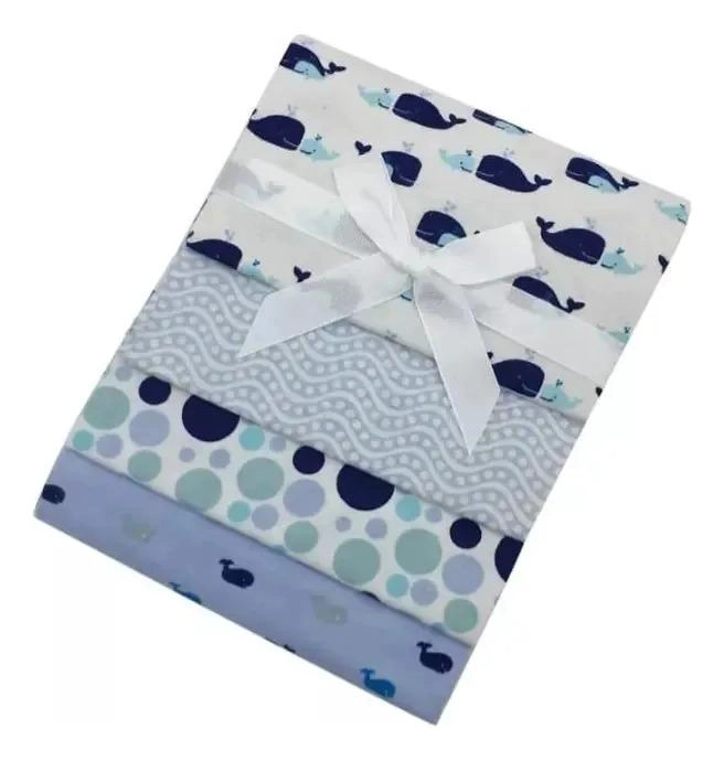 SET 4 MANTAS AZUL  TUTOS BEBE PAÑALES TELA ESTAMPADOS - 3