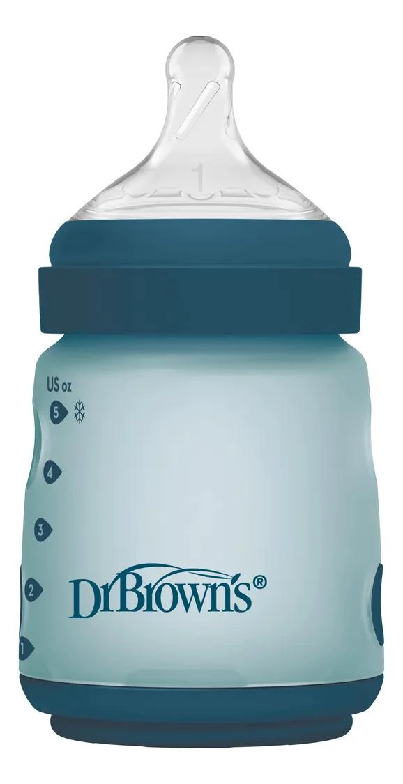 MAMADERA ANTICOLICO DR. BROWN'S BOCA ANCHA SILICONA 150ML AZUL - 1