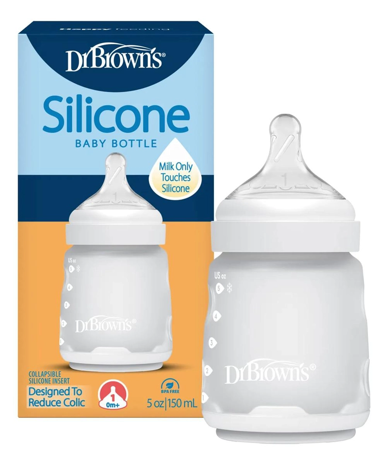 MAMADERA ANTICOLICO DR. BROWN'S BOCA ANCHA SILICONA 150ML BLANCO - 2