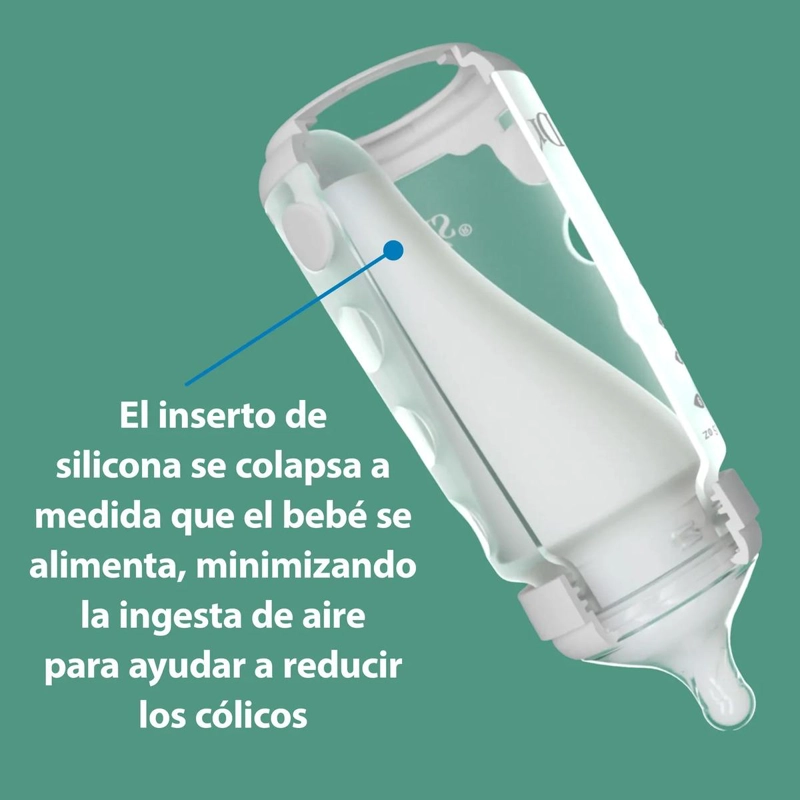 MAMADERA ANTICOLICO DR. BROWN'S BOCA ANCHA SILICONA 150ML BLANCO - 5