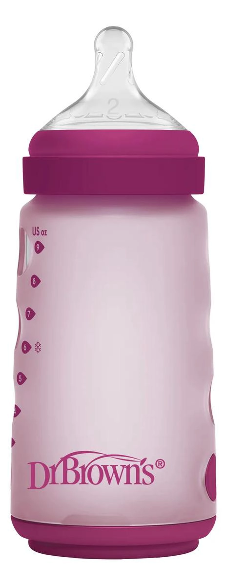 MAMADERA ANTICOLICO SILICONA BOCA ANCHA DR. BROWN'S 270ML ROSA - 2
