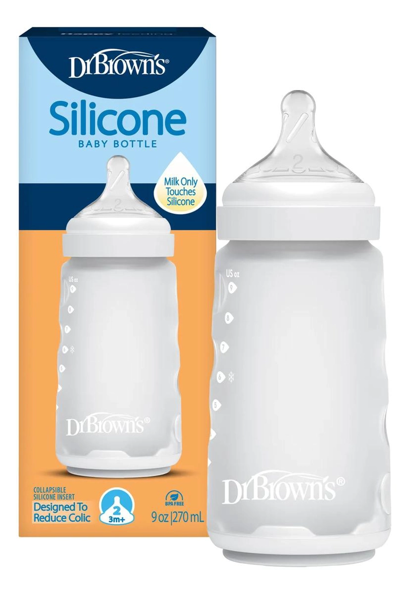 MAMADERA ANTICOLICO SILICONA BOCA ANCHA DR. BROWN'S 270ML BLANCO - 1