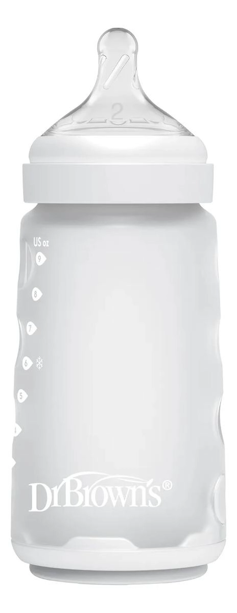 MAMADERA ANTICOLICO SILICONA BOCA ANCHA DR. BROWN'S 270ML BLANCO - 2