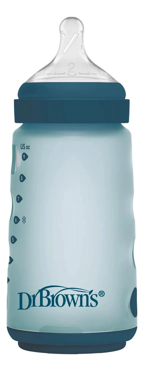 MAMADERA ANTICOLICO SILICONA BOCA ANCHA DR. BROWN'S 270ML AZUL - 2