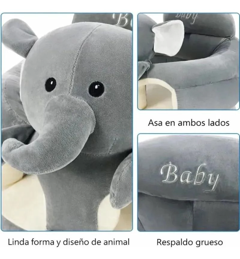 COJIN DE APOYO ELEFANTE ASIENTO, APRENDIZAJE BEBE FELPA - 3