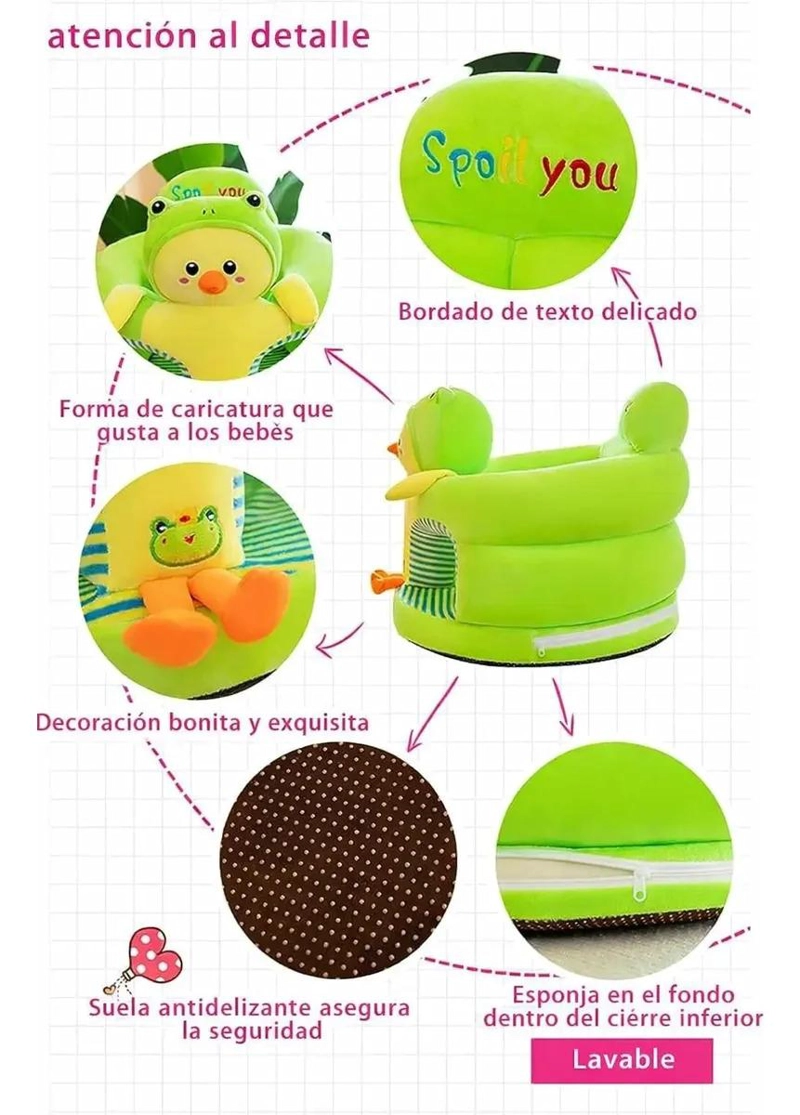 COJIN APOYO BEBE , ASIENTO DE APRENDIZAJE SOFA, GRIS - 4