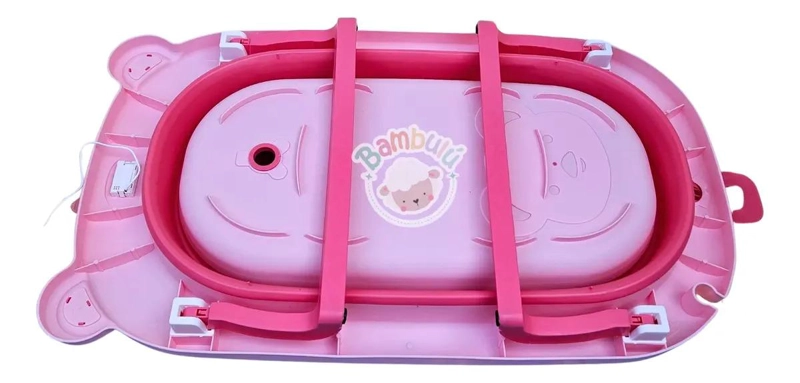 BAÑERA PLEGABLE ROSA CON TERMOMETRO + ACCESORIOS BEBE - 3