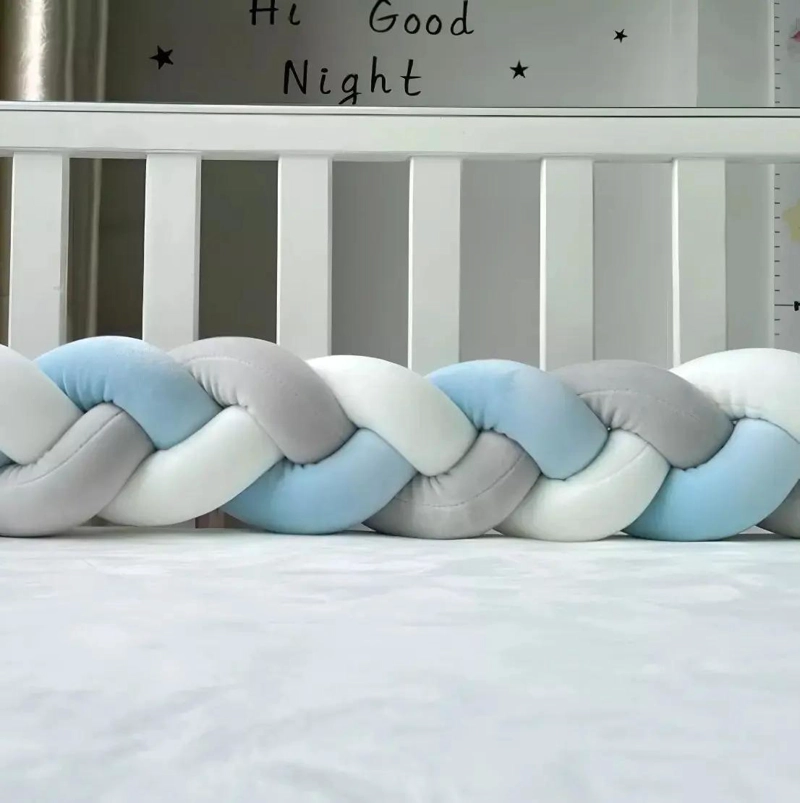 TRENZA COJIN CELESTE SEGURIDAD PARA CUNA BEBES  PROTECCION - 2