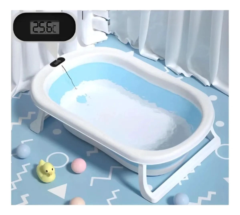 BAÑERA PLEGABLE AZUL BEBE CON TERMOMETRO + ACCESORIOS - 5