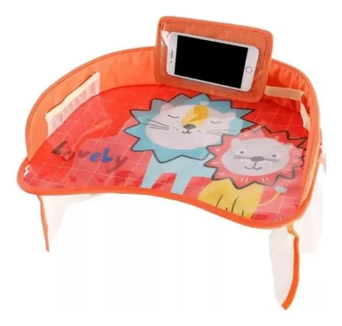 MESA BANDEJA NARANJA PARA VIAJE NIÑO MULTIFUNCION AUTO COCHE SILLAS - 1