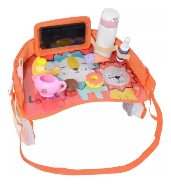 MESA BANDEJA NARANJA PARA VIAJE NIÑO MULTIFUNCION AUTO COCHE SILLAS - 2