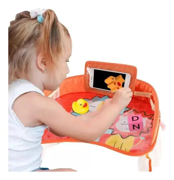 MESA BANDEJA NARANJA PARA VIAJE NIÑO MULTIFUNCION AUTO COCHE SILLAS - 3