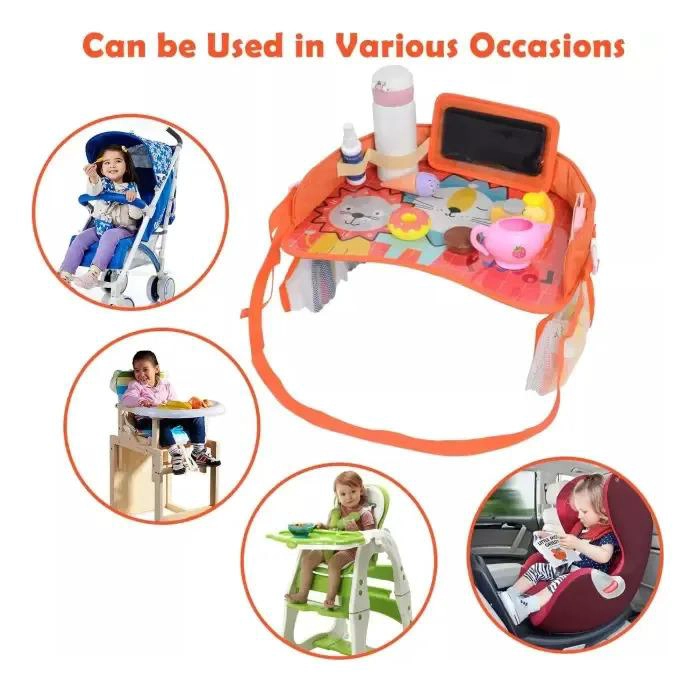 MESA BANDEJA NARANJA PARA VIAJE NIÑO MULTIFUNCION AUTO COCHE SILLAS - 4