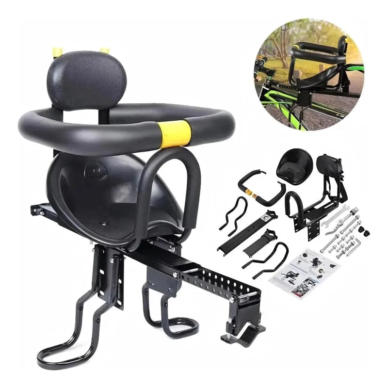 SILLA FRONTAL DE BICICLETA PARA NIÑOS Y BEBES - 30KG NEGRO - 5