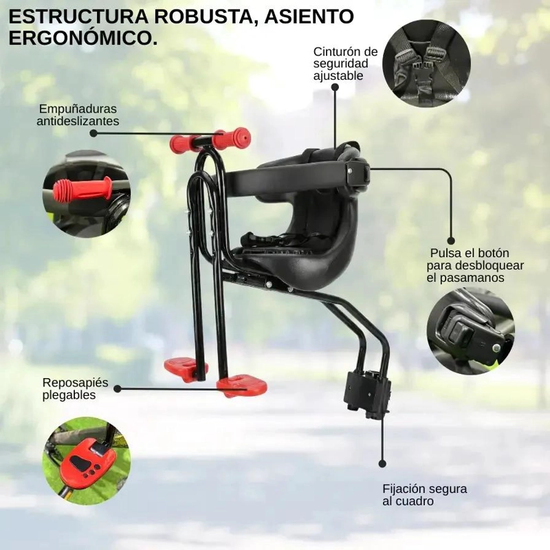 SILLA FRONTAL UNIVERSAL DELANTERA PARA BICICLETA NIÑOS BEBES - 2