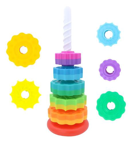 JUGUETES GIRATORIOS APILABLES TORRE RAINBOW JUEGO MONTESSORI - 1