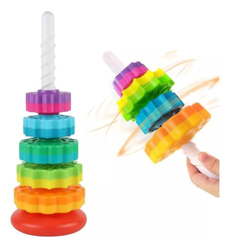 JUGUETES GIRATORIOS APILABLES TORRE RAINBOW JUEGO MONTESSORI - 4
