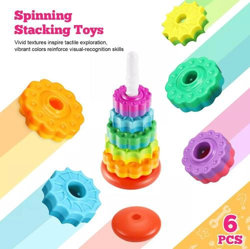 JUGUETES GIRATORIOS APILABLES TORRE RAINBOW JUEGO MONTESSORI - 5