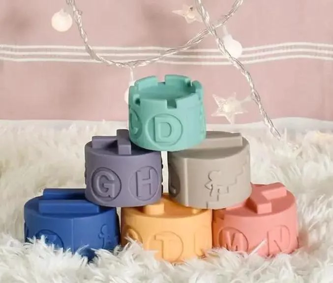 TORRE APILABLE DE GOMA JUEGO PARA BEBES BLOQUES - 3