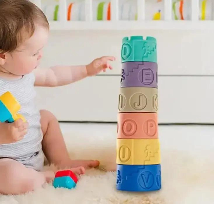 TORRE APILABLE DE GOMA JUEGO PARA BEBES BLOQUES - 4
