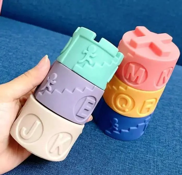 TORRE APILABLE DE GOMA JUEGO PARA BEBES BLOQUES - 6