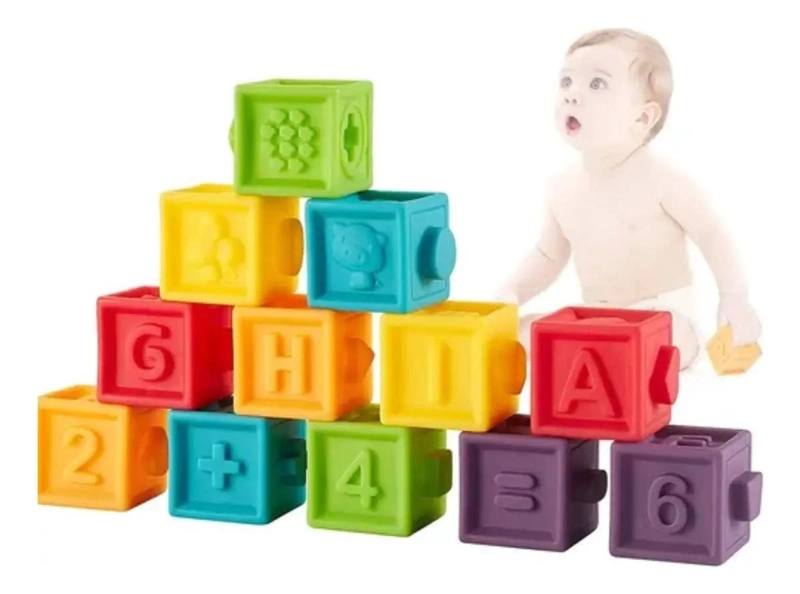 JUEGO DE ENCAJE APILABLE MONTESSORI 12 CUBOS BLANDOS - 1