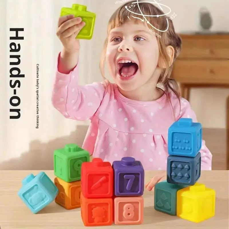 JUEGO DE ENCAJE APILABLE MONTESSORI 12 CUBOS BLANDOS - 3