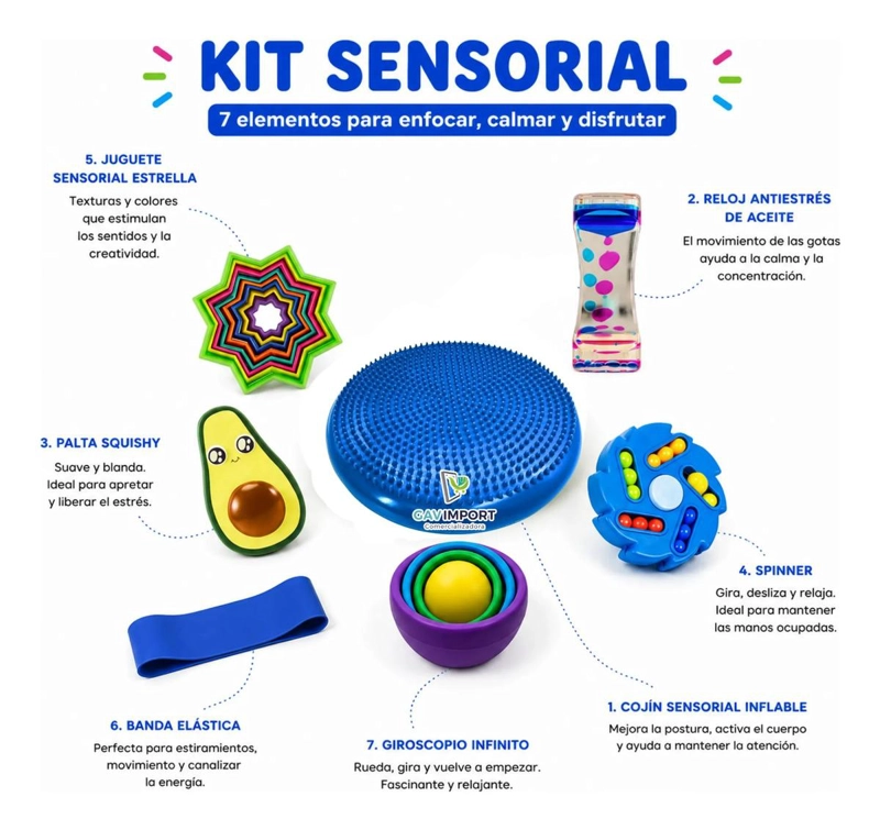 KIT JUGUETES SENSORIALES, AUTISMO, REGULACION ANTIESTRE S AZUL - 2