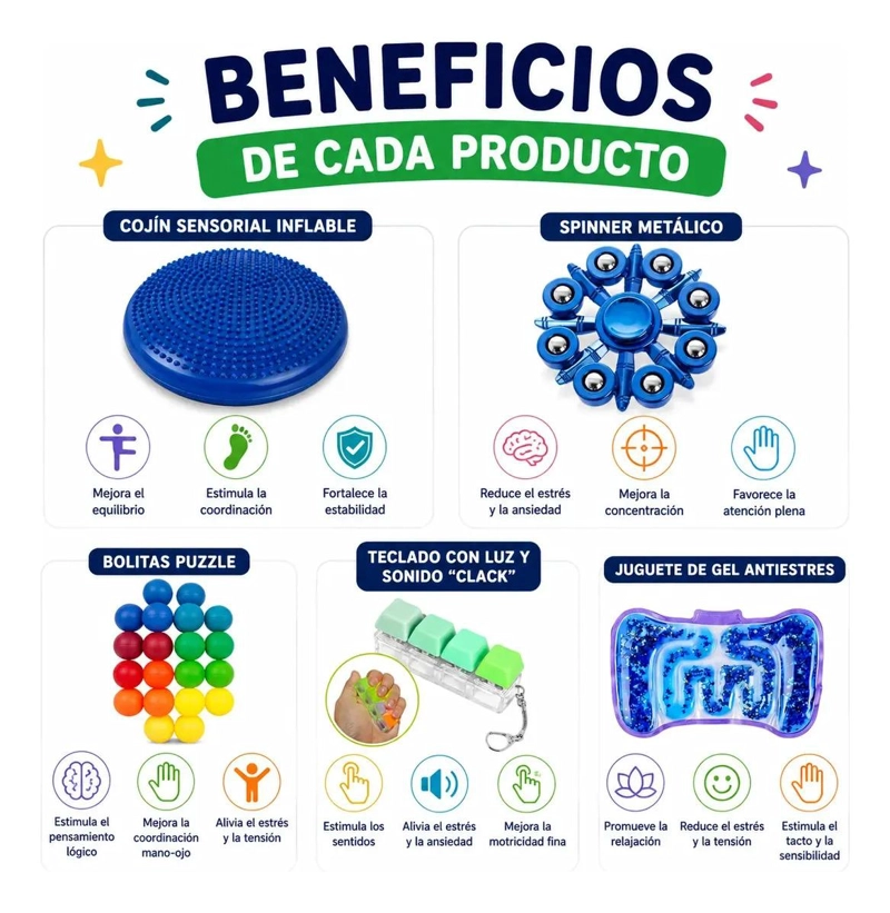 KIT SENSORIAL ANTIESTRES, ESCOLAR, NIÑOS AUTISMO FUCSIA - 3