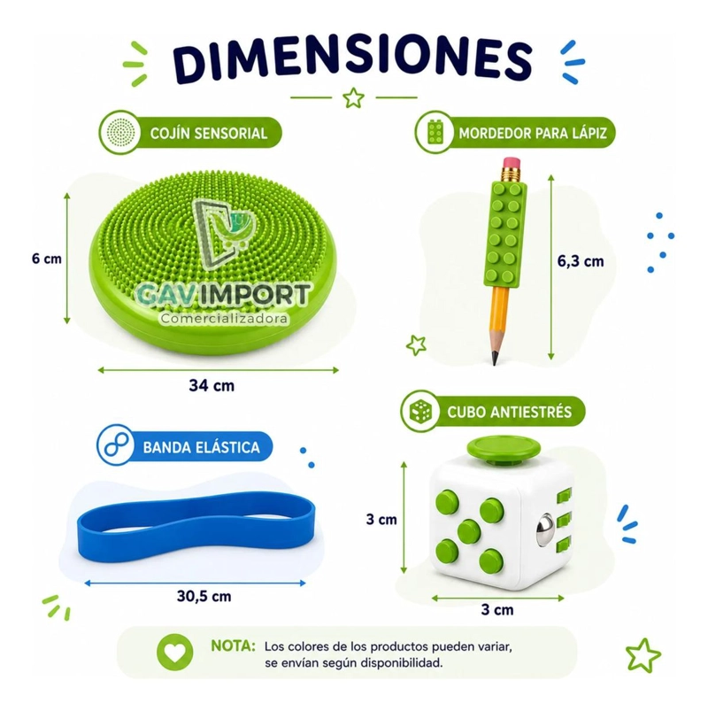 PACK SENSORIAL ESCOLAR VERDE, ANTIESTRES, REGULACION AUTISMO TDAH - 3