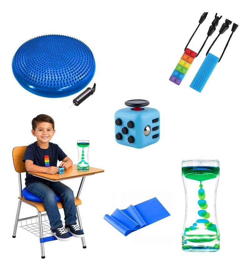 KIT SENSORIAL AZUL AUTISMO, REGULACION TDAH, NIÑOS ADULTOS - 1