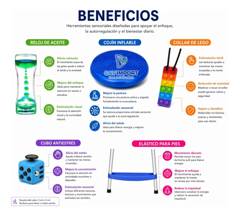 KIT SENSORIAL AZUL AUTISMO, REGULACION TDAH, NIÑOS ADULTOS - 3