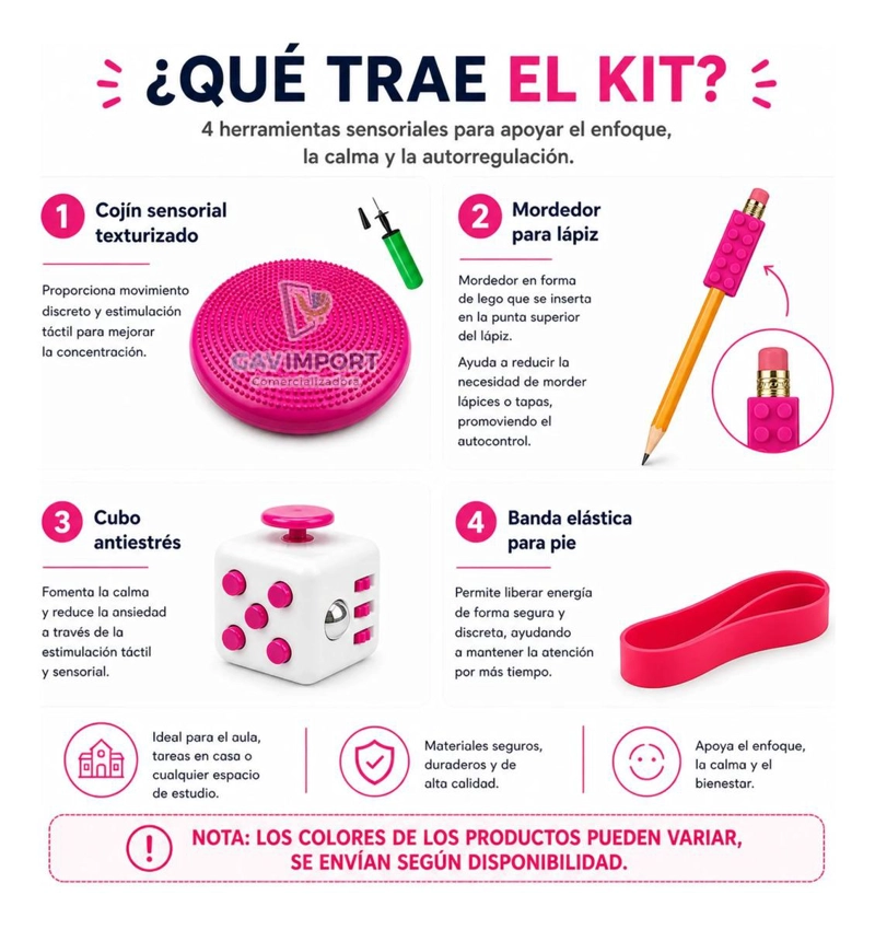 PACK SENSORIAL ESCOLAR ROSA, ANTIESTRES, REGULACION AUTISMO TDAH - 2